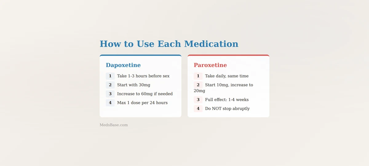 how to use dapoxetine and paroxetine dosing instructions