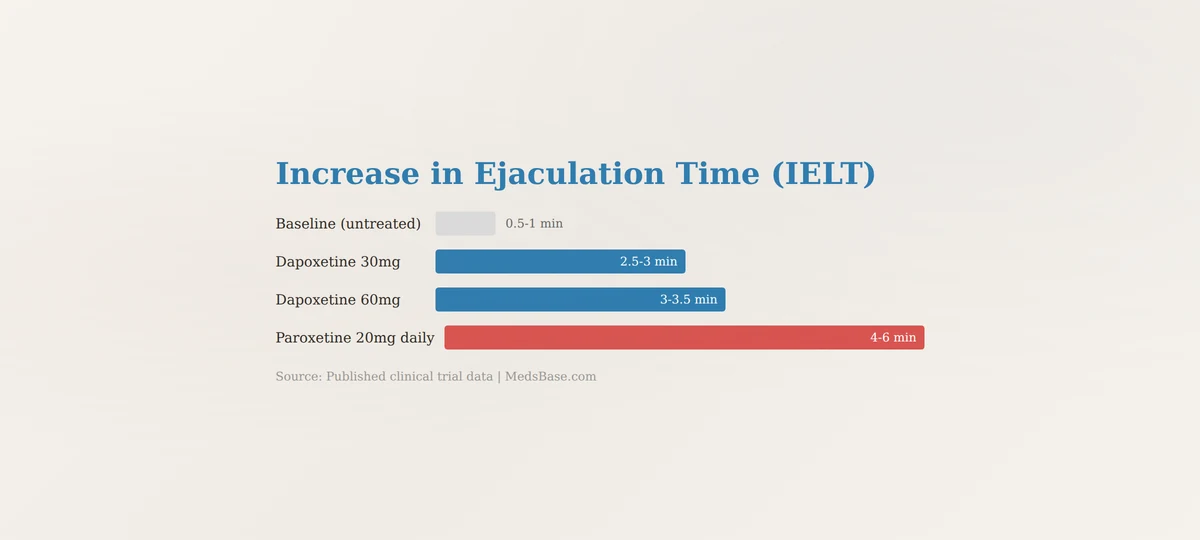 dapoxetine vs paroxetine effectiveness IELT increase chart