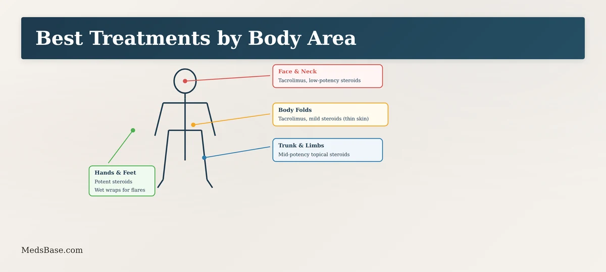 Eczema treatment options by body area and location guide