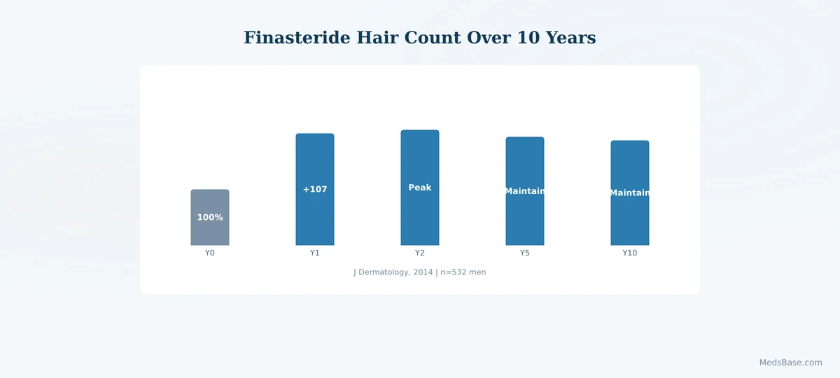 finasteride long term hair count results vs placebo 10 year chart