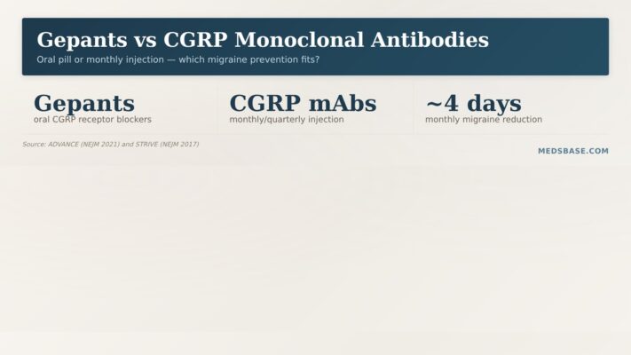 Gepants vs CGRP monoclonal antibodies for migraine prevention — oral pill versus monthly injection compared