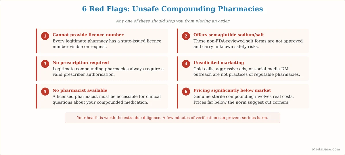 Six red flags indicating unsafe compounding pharmacy safety practices