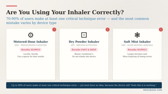 common inhaler technique mistakes for MDI DPI and soft mist inhalers