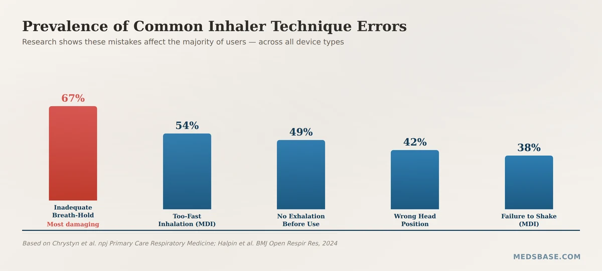 prevalence of common inhaler technique mistakes chart