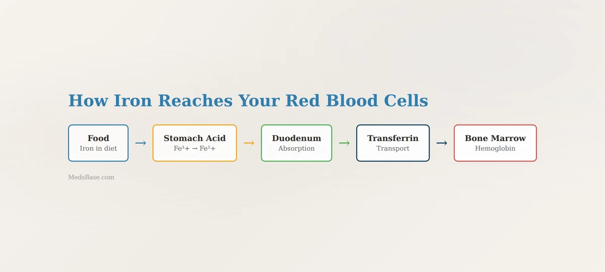 how iron is absorbed and used in red blood cell production anemia mechanism