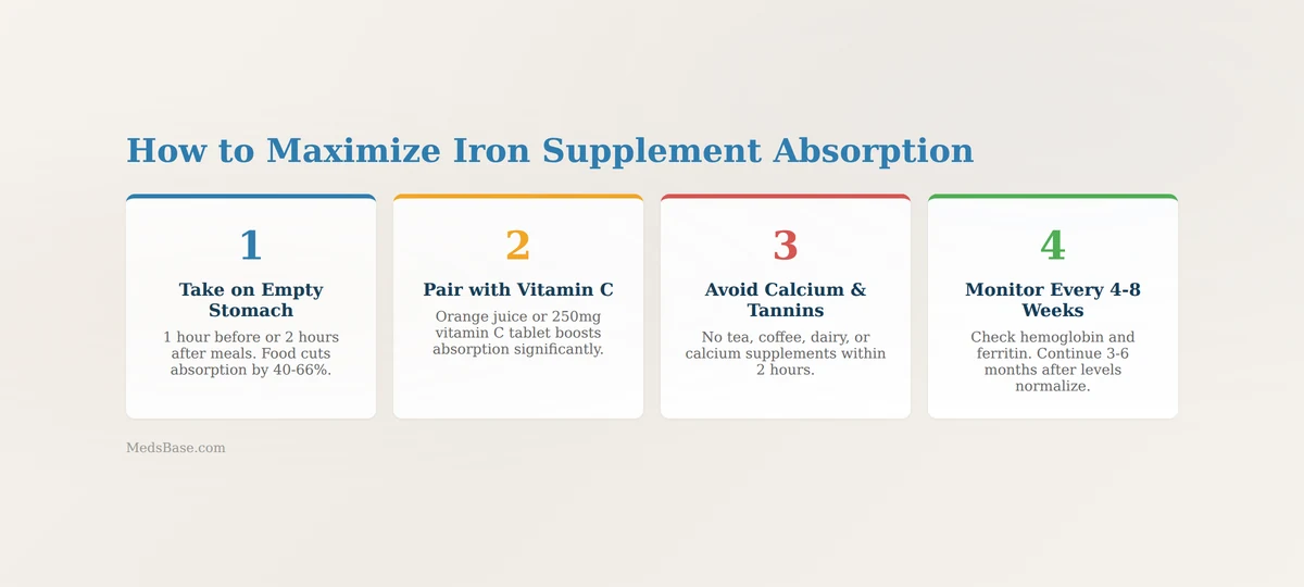 steps to maximize oral iron supplement absorption