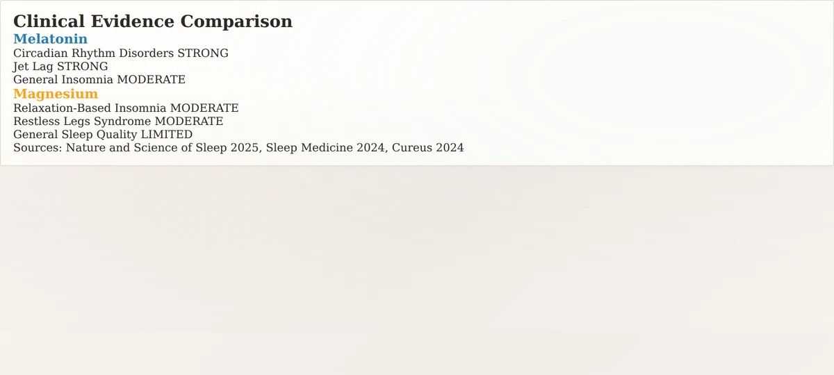 Melatonin vs magnesium for sleep clinical evidence comparison