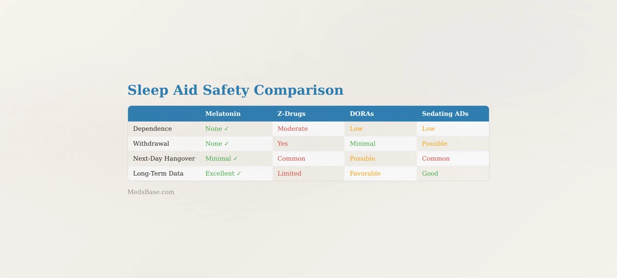 complete melatonin vs prescription sleep aids comparison table