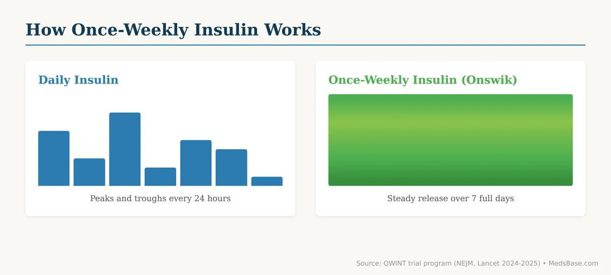 How once weekly insulin for type 2 diabetes works — steady release vs daily insulin peaks