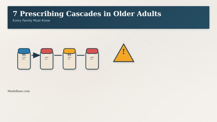 Prescribing cascades in older adults chain reaction warning infographic
