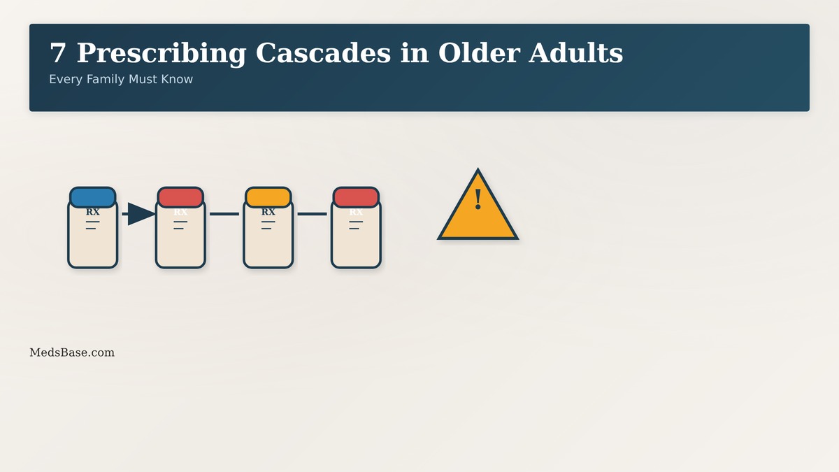 Prescribing cascades in older adults chain reaction warning infographic