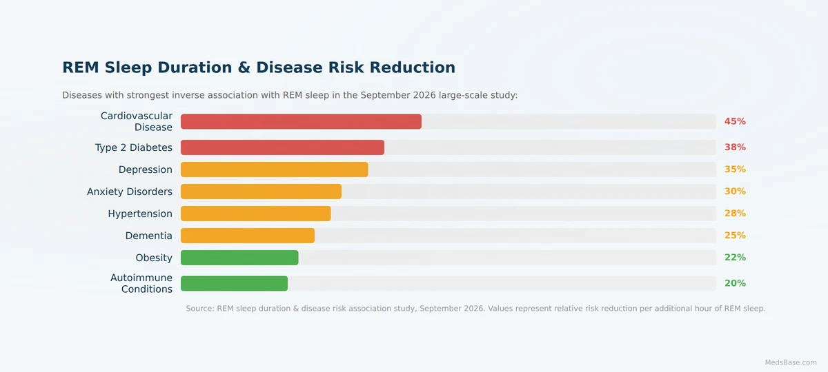 REM sleep linked to lower risk of 83 diseases — research data visualization chart