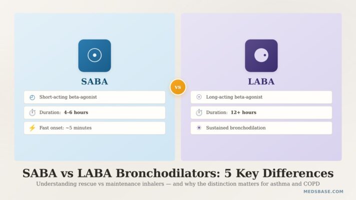 SABA vs LABA bronchodilators comparison guide for asthma and COPD patients
