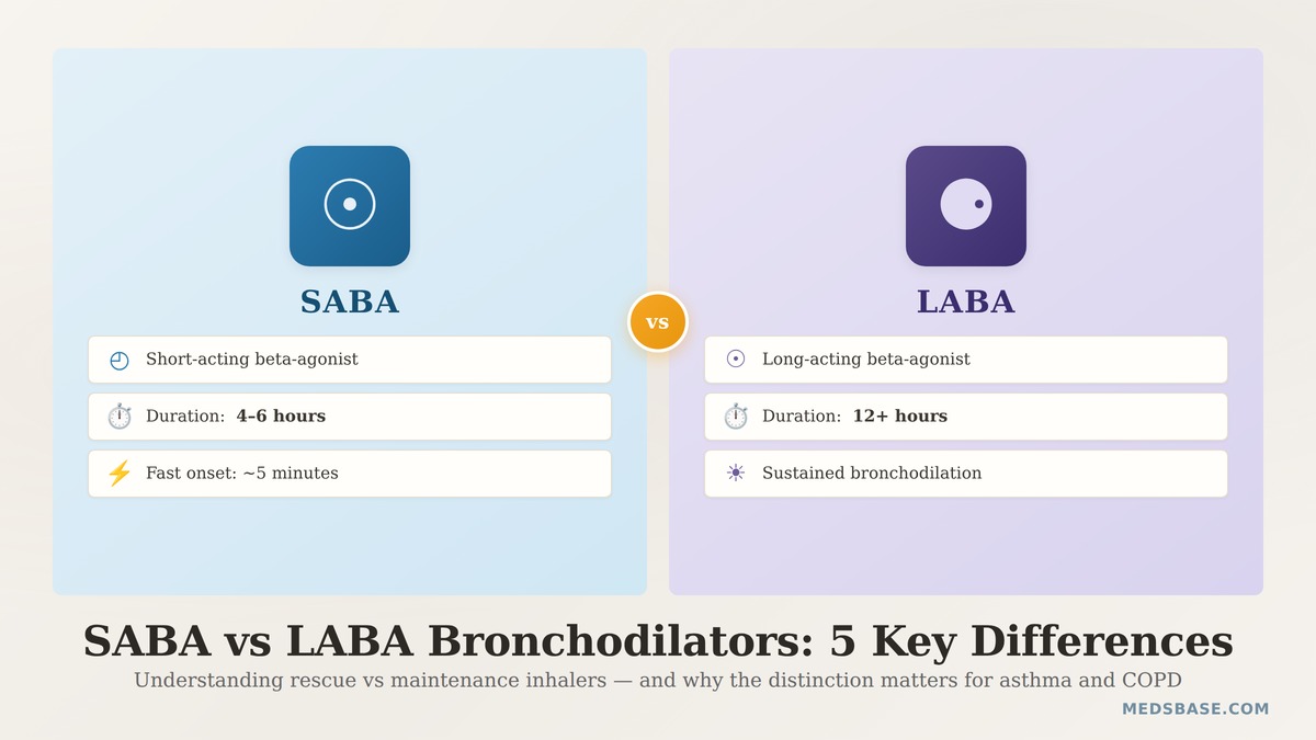 SABA vs LABA bronchodilators comparison guide for asthma and COPD patients