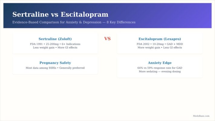 sertraline vs escitalopram comparison SSRI antidepressant medication guide