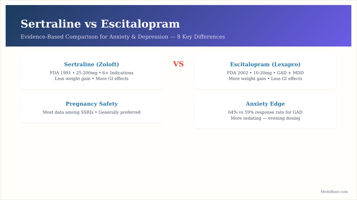 sertraline vs escitalopram comparison SSRI antidepressant medication guide
