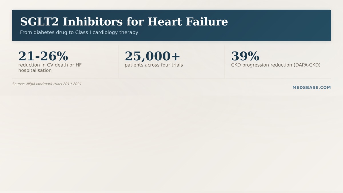 SGLT2 inhibitors for heart failure — cardiorenal protection from four landmark trials