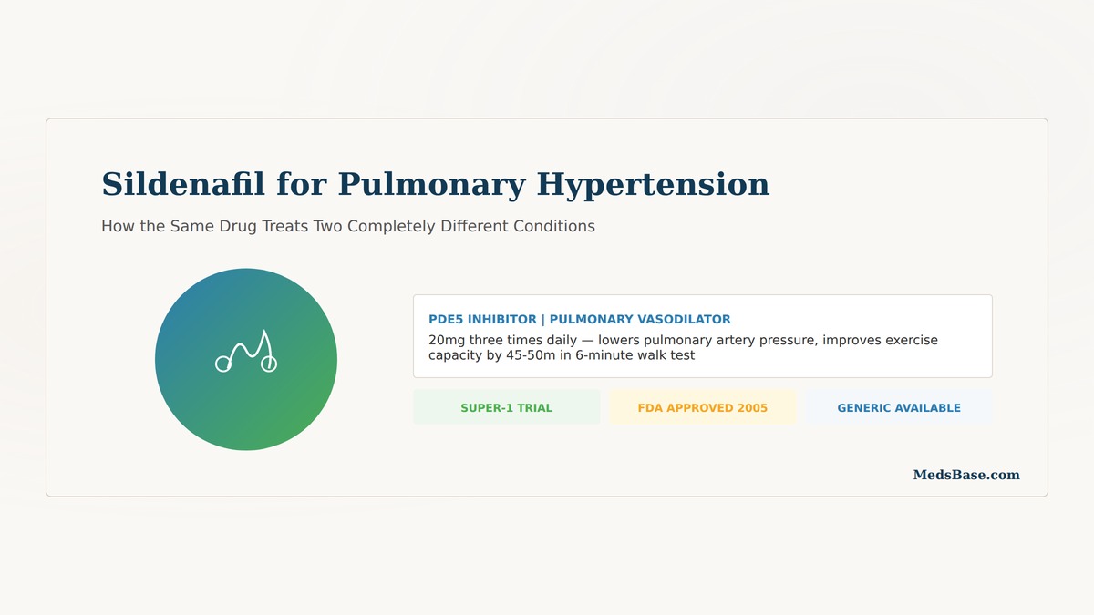 Sildenafil for pulmonary hypertension pulmonary artery illustration showing vasodilation effect in lung blood vessels