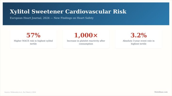 Xylitol sweetener cardiovascular risk study findings European Heart Journal
