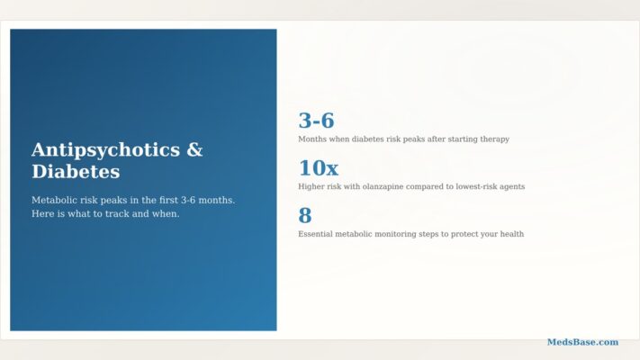 Antipsychotics diabetes risk metabolic monitoring — key statistics