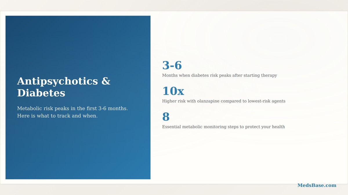 Antipsychotics diabetes risk metabolic monitoring — key statistics