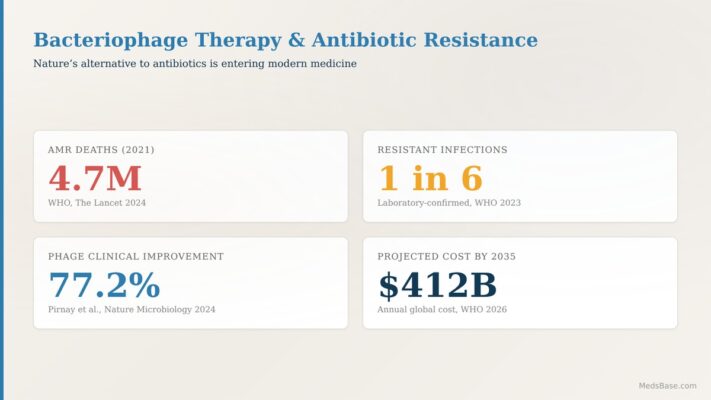 Bacteriophage therapy antibiotic resistance overview — phage clinical trial outcomes and global AMR statistics