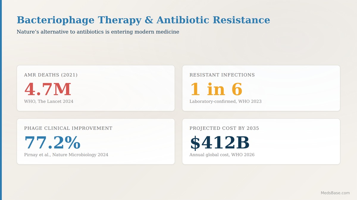 Bacteriophage therapy antibiotic resistance overview — phage clinical trial outcomes and global AMR statistics