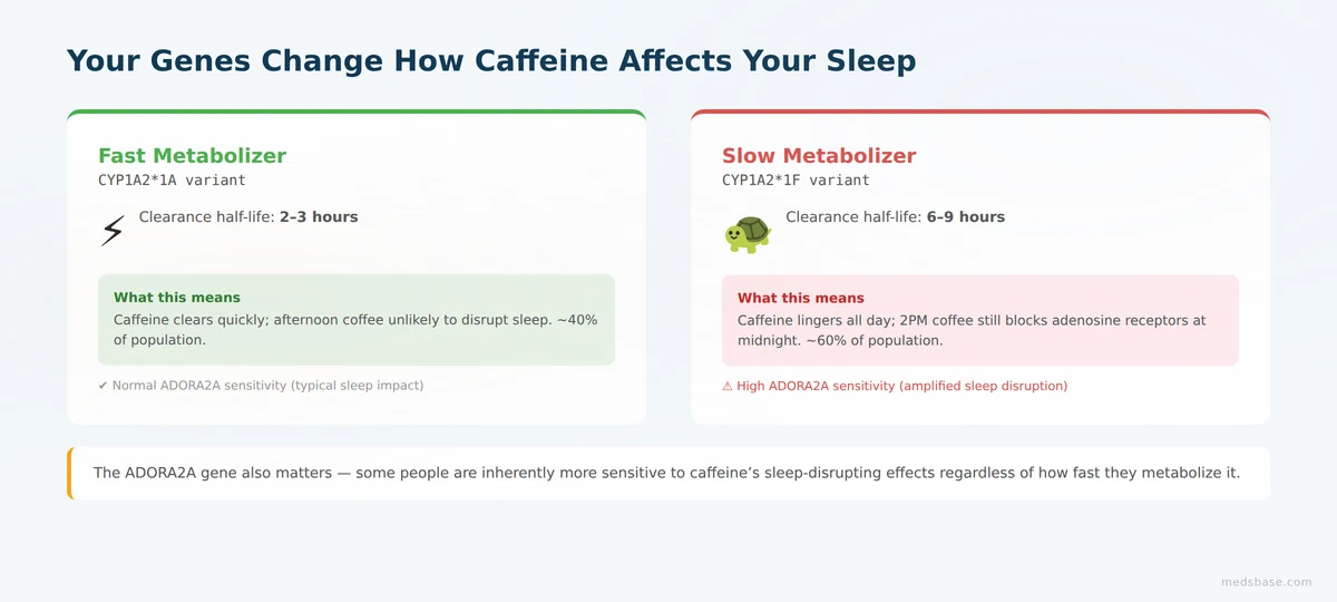 caffeine deep sleep quality genetic differences CYP1A2 ADORA2A