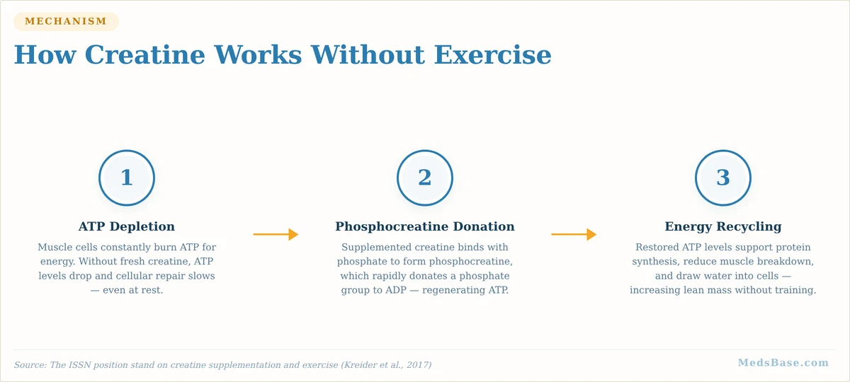 How creatine building muscle without exercise works through the phosphocreatine ATP energy system