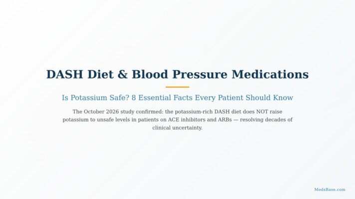 DASH diet blood pressure medication potassium safety guide with food and medication compatibility infographic