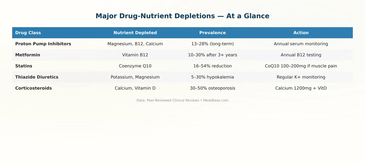 medication drug-induced nutrient depletion chart — which drugs deplete CoQ10 B12 magnesium potassium