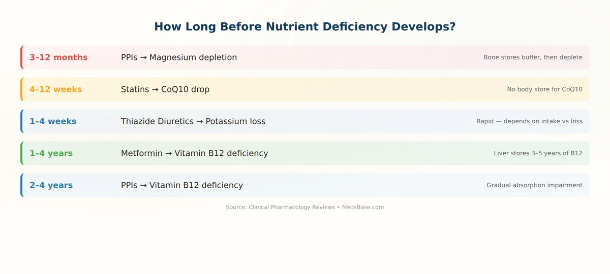 timeline drug-induced nutrient depletion symptom onset months years