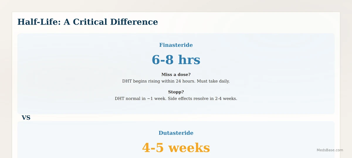 dutasteride weeks-long half-life versus finasteride hours-long half-life comparison