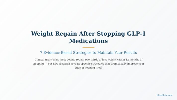Weight regain after stopping GLP-1 medications infographic showing seven strategies to maintain results