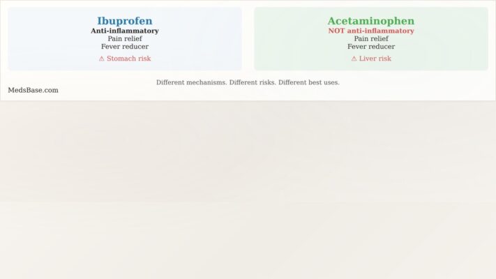 Ibuprofen vs acetaminophen pain reliever comparison anti-inflammatory vs non-anti-inflammatory differences