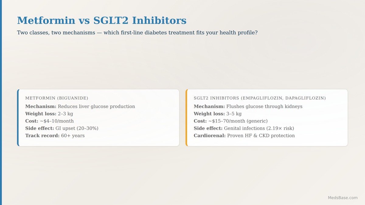 Metformin vs SGLT2 inhibitors for type 2 diabetes comparison