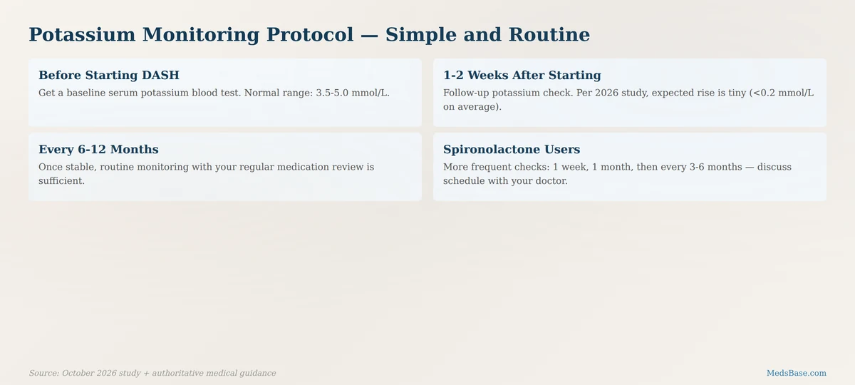 Potassium monitoring schedule for patients on blood pressure medications following the DASH diet