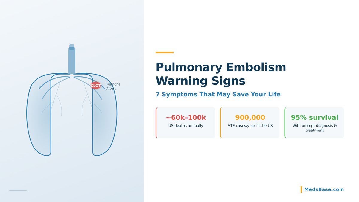 Pulmonary embolism warning signs — 7 critical symptoms including shortness of breath, chest pain, and leg swelling