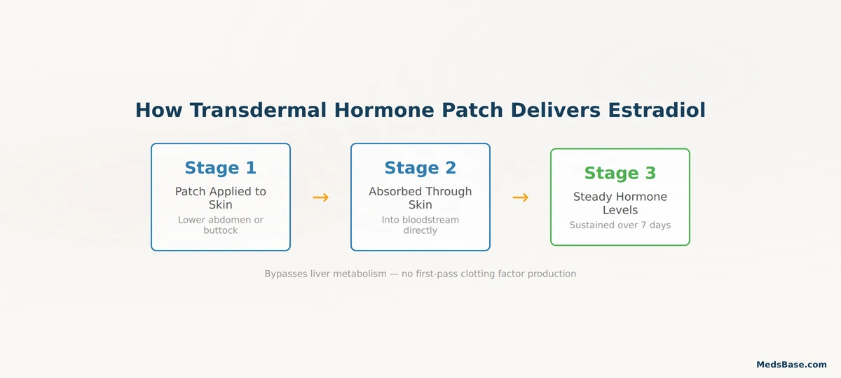 how transdermal estradiol patch delivers hormone therapy through skin absorption