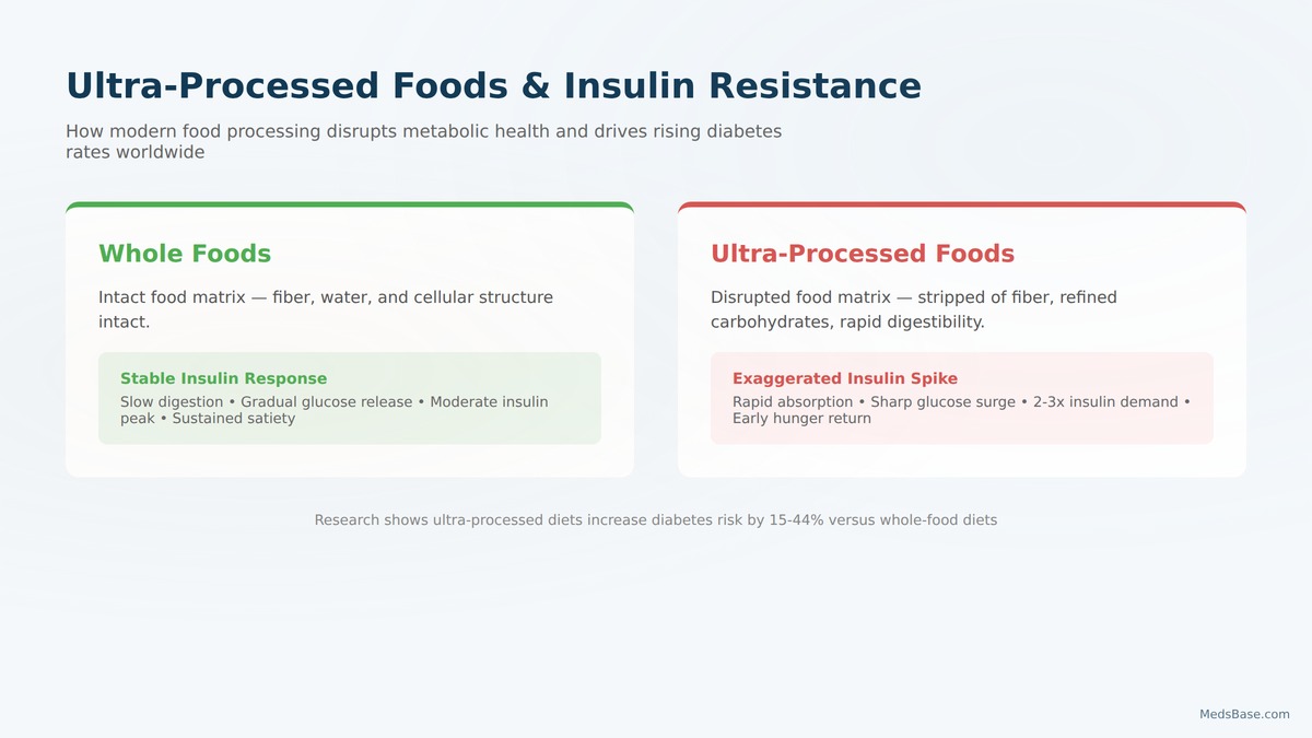 Split comparison of whole foods vs ultra-processed foods impact on insulin response — Ultra-Processed Foods and Insulin Resistance